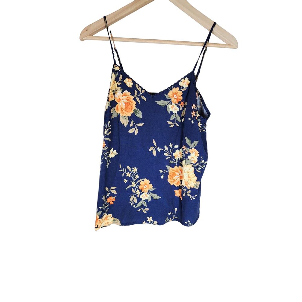 OLD NAVY Blue Peach Yellow Floral Scalloped Edge Cami SZ S